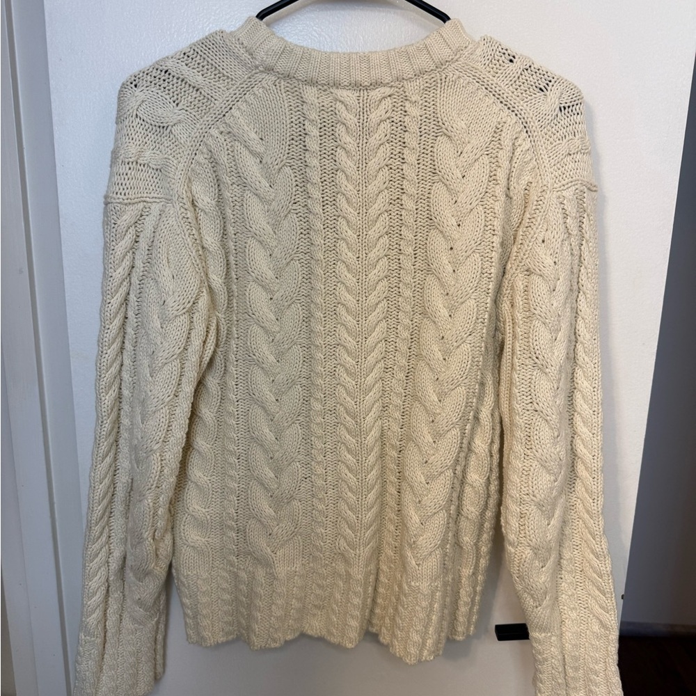 J. Crew Cream Cable-Knit Crewneck Sweater - Picture 3 of 3